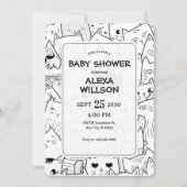 Zwart-wit doodle katten BABY SHOWER Kaart (Voorkant)