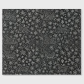 Zwart & Wit Doodle Kerst Sleigh Patroon Cadeaupapier (Vlak)