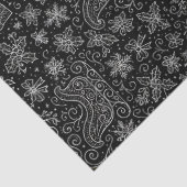 Zwart & Wit Doodle Kerst Sleigh Patroon Tissuepapier (Detail)