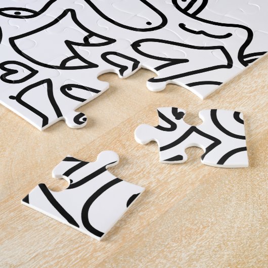 zwart-wit doodle legpuzzel (Zijkant)