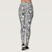 Zwart-wit Doodle-patroon Leggings (Achterkant)