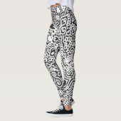 Zwart-wit Doodle-patroon Leggings (Links)