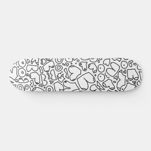 zwart-wit doodle persoonlijk skateboard (Horizontaal)