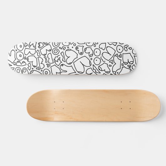 zwart-wit doodle persoonlijk skateboard (Horizontaal)