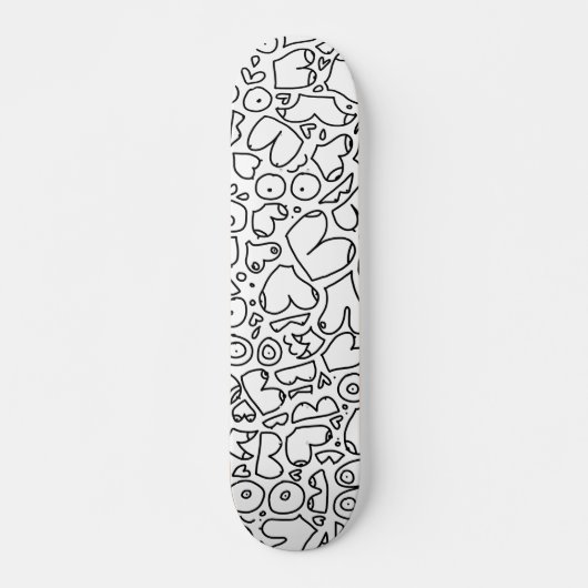 zwart-wit doodle persoonlijk skateboard (Voorkant)