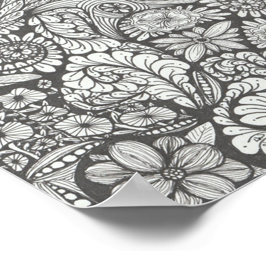 Zwart-wit doodle print 8x8in. Blacknwhite2 (Hoek)