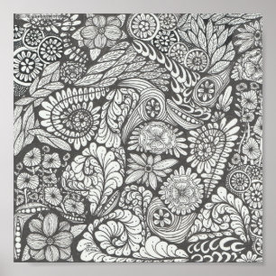 Zwart-wit doodle print 8x8in. Blacknwhite2
