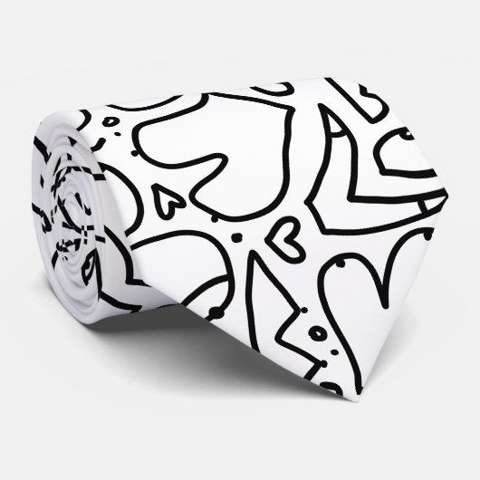 zwart-wit doodle stropdas (Opgerold)