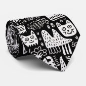Zwart-wit Doodlelepak Aangepaste Das (Opgerold)