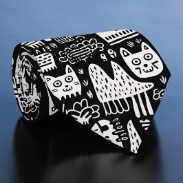 Zwart-wit Doodlelepak Aangepaste Das