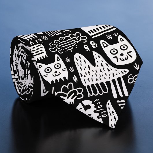 Zwart-wit Doodlelepak Aangepaste Das