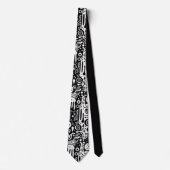 Zwart-wit Doodlelepak Aangepaste Das (Voorkant)