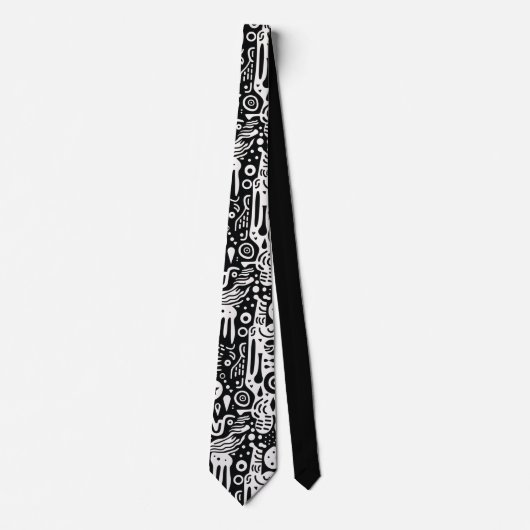 Zwart-wit Doodlelepak Aangepaste Das (Voorkant)