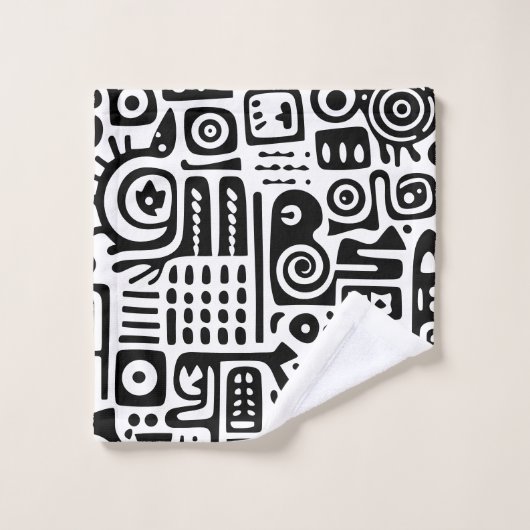 Zwart-wit doodles 3 van 4 bad handdoek (Wasdoekje)