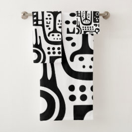 Zwart-wit doodles 4 van 4 bad handdoek