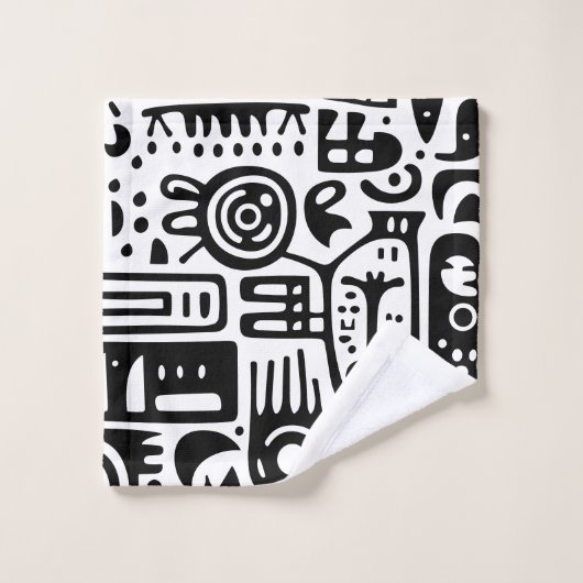 Zwart-wit doodles 4 van 4 bad handdoek (Wasdoekje)