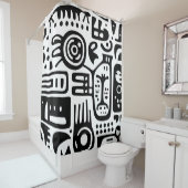 Zwart-wit doodles 4 van 4 douchegordijn (In situ)