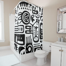 Zwart-wit doodles 4 van 4 douchegordijn