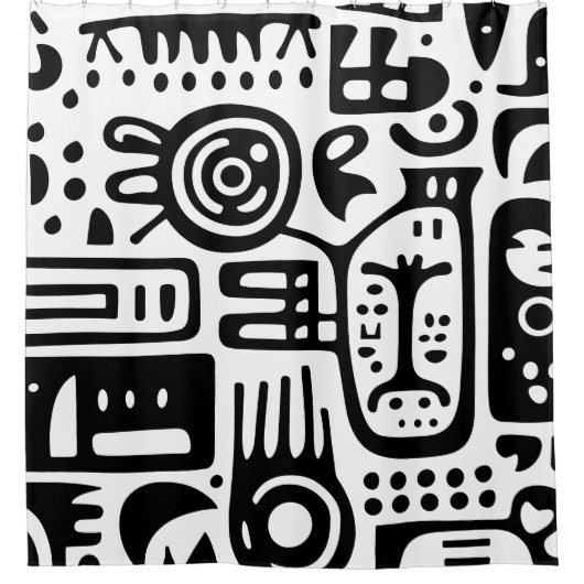 Zwart-wit doodles 4 van 4 douchegordijn (Voorkant)