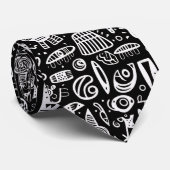 Zwart-wit Doodles Aangepaste Stropdas (Opgerold)