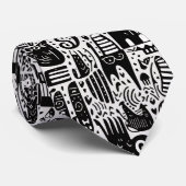 Zwart-wit Doodles Aangepaste Stropdas (Opgerold)
