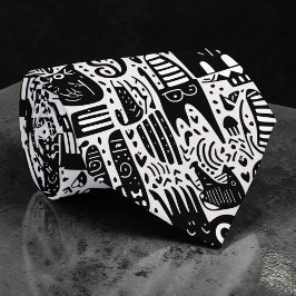 Zwart-wit Doodles Aangepaste Stropdas
