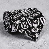 Zwart-wit Doodles Aangepaste Stropdas
