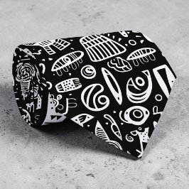 Zwart-wit Doodles Aangepaste Stropdas
