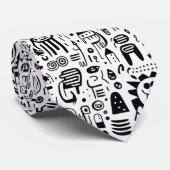 Zwart-wit Doodles Herenstropdas op maat Stropdas (Opgerold)
