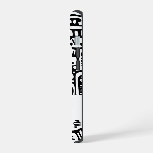 zwart-wit doodles iPhone 15 case (Linkerkant)