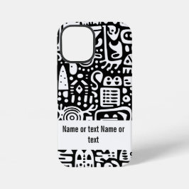 zwart-wit doodles iPhone 12 mini hoesje