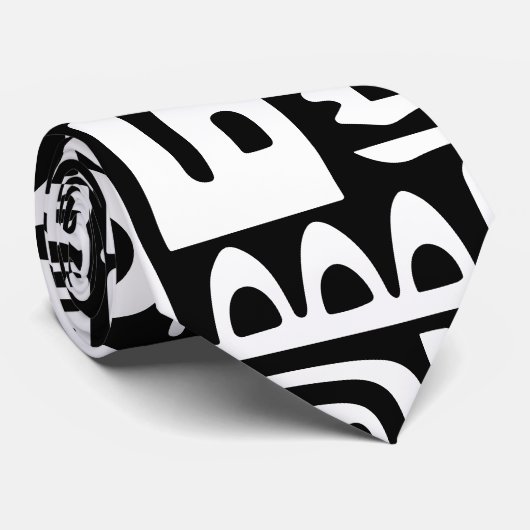 Zwart-wit doodles van 7 stropdas (Opgerold)