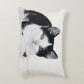 Zwart Wit Doordacht Kitten Accent Kussen (Achterkant (Verticaal))