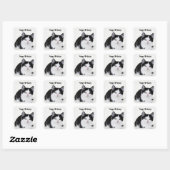 Zwart Wit Doordachte Kitten Sticker (Vel)