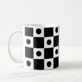 Zwart Wit Dot Circle Vierkant dambord Patroon Koffiemok