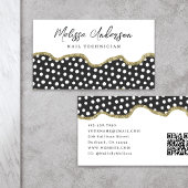 Zwart Wit Dotty Goud Glitter Preppy QR Code Visitekaartje
