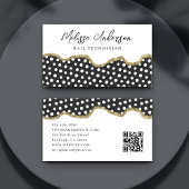 Zwart Wit Dotty Goud Glitter Preppy QR Code Visitekaartje