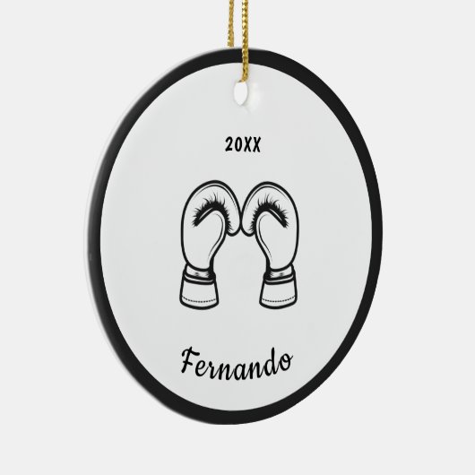 Zwart wit draagtas Handschoenen Ontwerpnaam Dated Keramisch Ornament (Rechts)