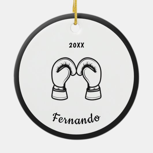 Zwart wit draagtas Handschoenen Ontwerpnaam Dated Keramisch Ornament (Achterkant)