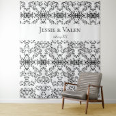 Zwart & Wit Draai Gothic Bruiloft Wandkleed (In situ)