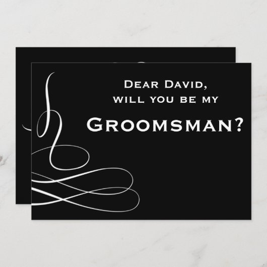 Zwart Wit Draaiend Word Je Mijn Bruidsjonker Kaart (Voorkant / Achterkant)