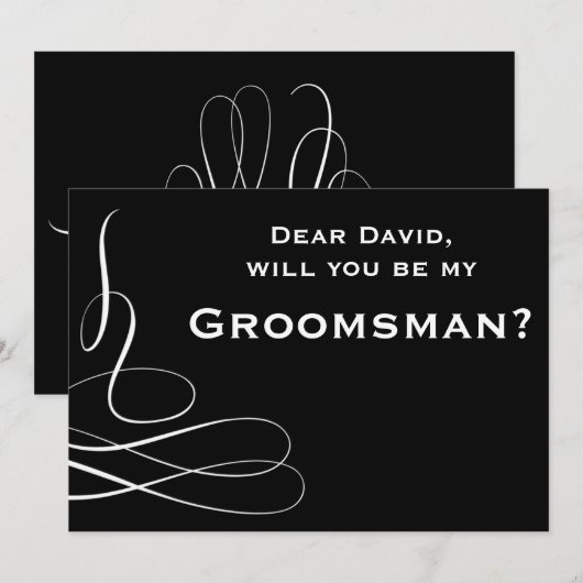 Zwart Wit Draaiend Zal Je Mijn Bruidsjonker Zijn Kaart (Voorkant / Achterkant)