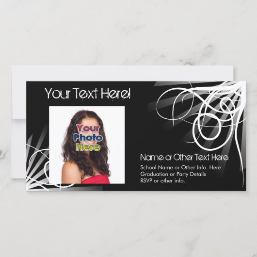 Zwart-wit draaiende eindexamenfoto kaarten (Voorkant)