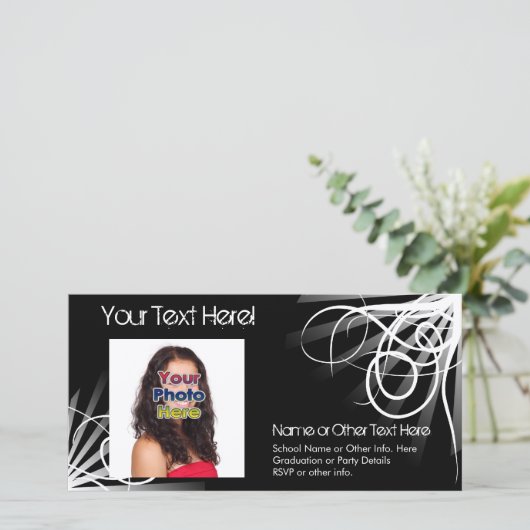 Zwart-wit draaiende eindexamenfoto kaarten (Staand voorkant)