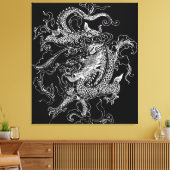Zwart-wit Dragon Canvas Print (Insitu (Woonkamer))