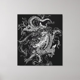 Zwart-wit Dragon Canvas Print
