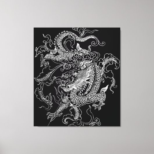 Zwart-wit Dragon Canvas Print (Voorkant)
