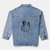 Zwart-wit Dragon Fantasy Outline Denim Jacket (Achterkant)