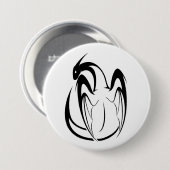 Zwart-wit Dragon Fantasy Outline Ronde Button 7,6 Cm (Voorkant /achterkant)