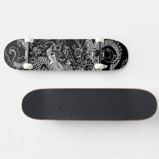 Zwart-wit Dragon Skateboard (Horizontaal)